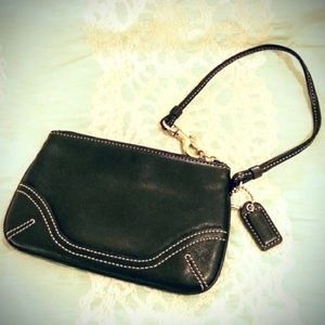 Coach Black Leather Wristlet EUC Authentic